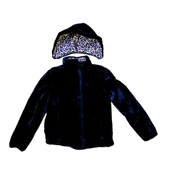 NEW Leopard Reversible Jacket, Size Small Faux Fur Jacket Black - Picture 3 of 9